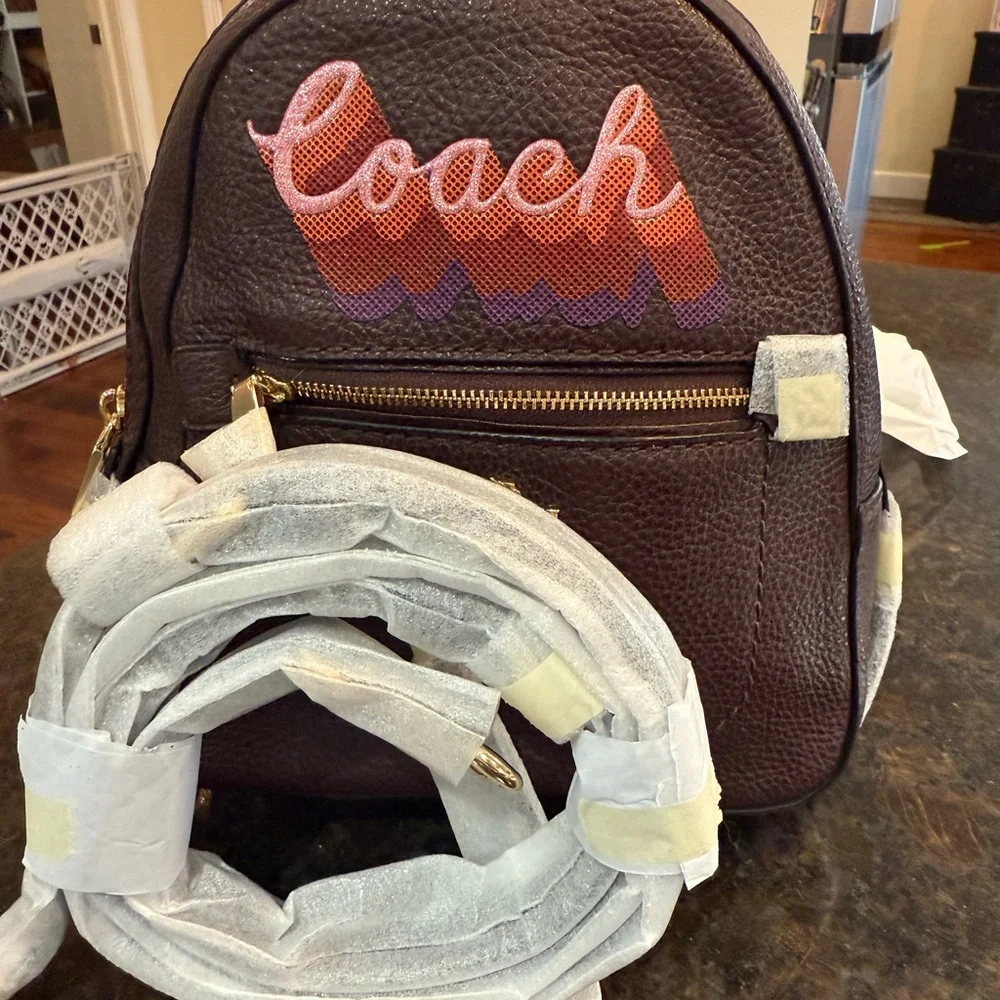 Coach Women's Neon Andi Mini Backpack with Multicolor Logo